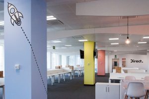 Interiorismo grafico oficinas Direct Seguros Madrid