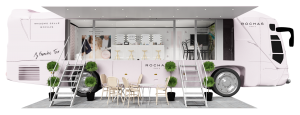 Escenografia diseno autobus road-show Mademoiselle Rochas