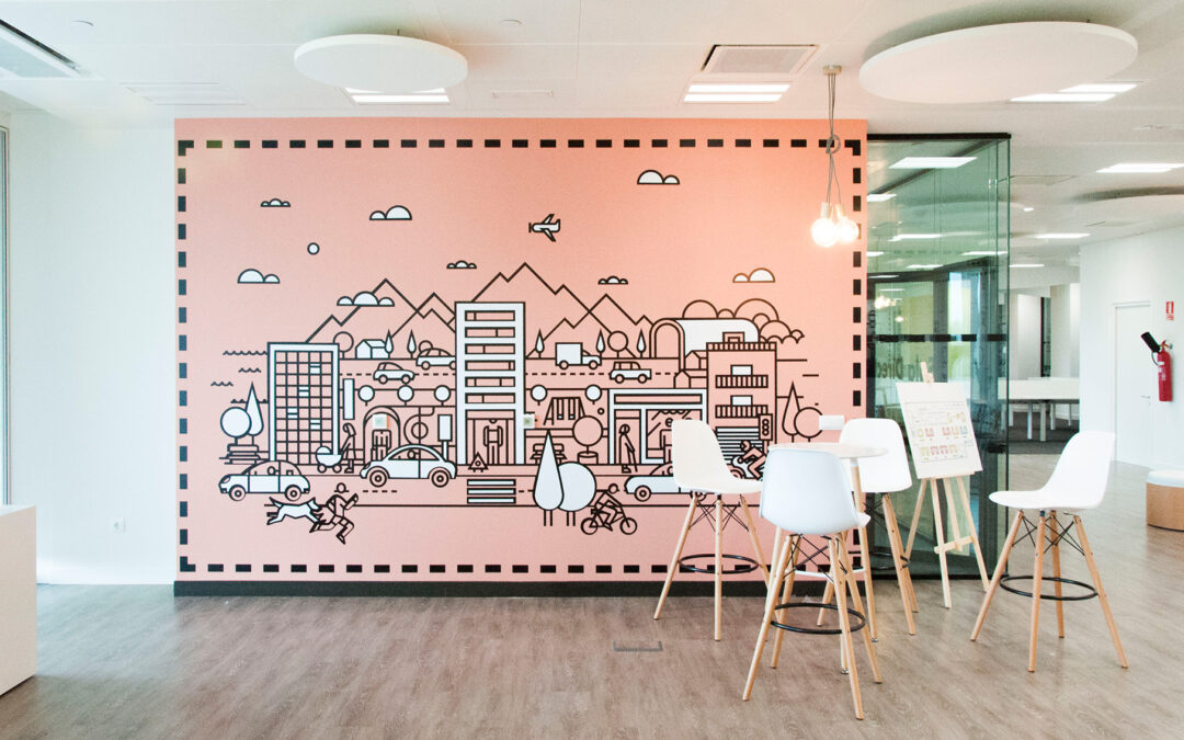 Interiorismo grafico oficinas Direct Seguros Madrid