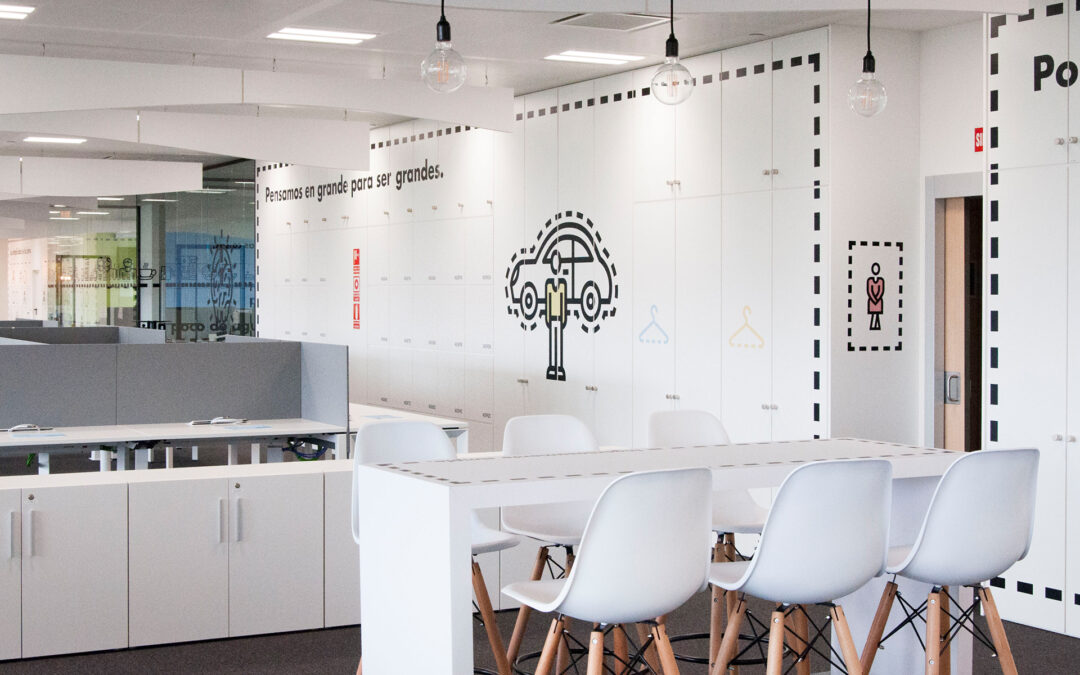 Interiorismo grafico oficinas Direct Seguros Madrid