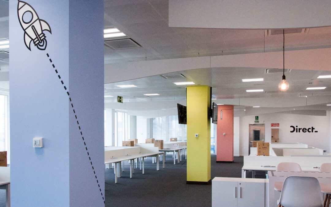 Interiorismo grafico oficinas Direct Seguros Madrid